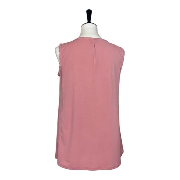 Roz & Ali Dressbarn Top Lace Split Neck Sleeveless Mauve Pink Women’s Size M - Picture 4 of 12